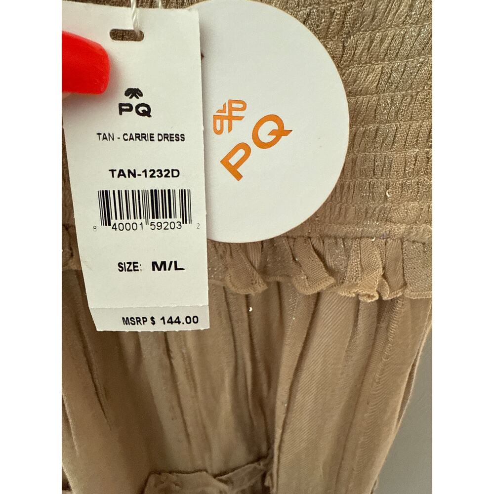 PQ Swim‎ Carrie Tan Square-Neck Tier Dress Size Medium/Large - Picture 7 of 11